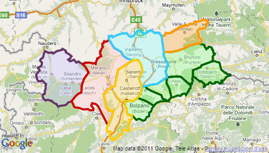 Cartina geografica Alto Adige